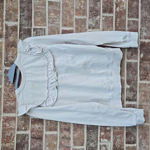 CLARE VRuffle Cotton Sweater In White Size Small - Picture 4 of 6